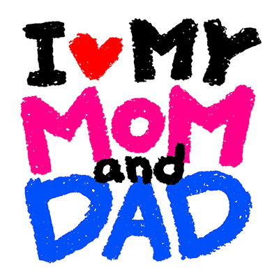 Colorful design with the text \"I love mom and dad,\" perfect for baby products.\n\nCaption: Celebrate the love for yo
