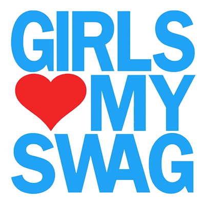 Colorful \"Girls Love My Swag\" graphic designed for baby products.\n\nCaption: Show off your little one\'s style with