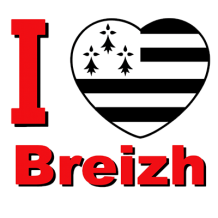 I Love Breizh design featuring a heart with Breton stripes, perfect for baby clothing and accessories.\n\nCaption: Sho