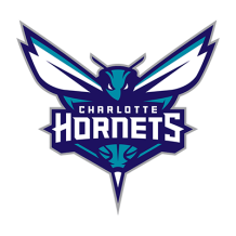 Charlotte Hornets logo featuring a blue and teal hornet design, ideal for baby items like hats and bodysuits. \n\nCapt