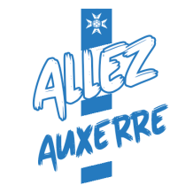 A.J Auxerre logo designed for baby products, featuring playful typography in blue on a white background.\n\nCaption: S