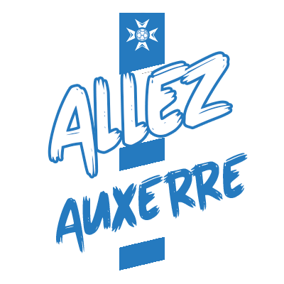 A.J Auxerre logo designed for baby products, featuring playful typography in blue on a white background.\n\nCaption: S