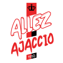 Athletic Club Ajaccien baby product logo featuring bold text in red and white colors. \n\nCaption: Support your little
