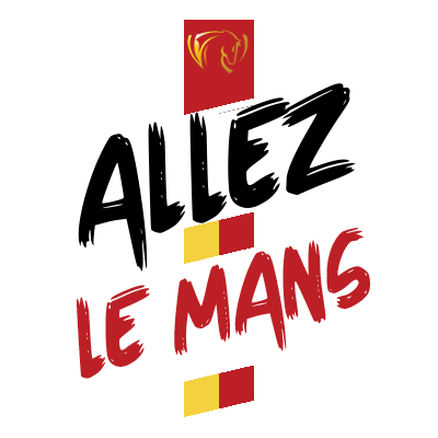 Le Mans FC logo featuring vibrant red and yellow colors, perfect for baby products like clothing and accessories. \n\n
