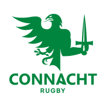 Connacht Rugby logo featuring a green eagle with a sword, suitable for baby products like hats or bibs. \n\nCaption: S