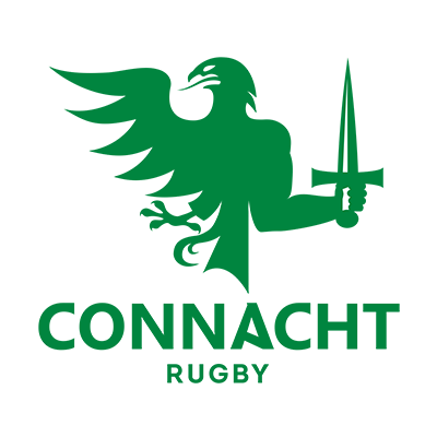 Connacht Rugby logo featuring a green eagle with a sword, suitable for baby products like hats or bibs. \n\nCaption: S