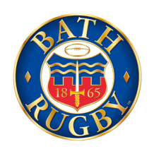 Bath Rugby logo featuring a shield with a rugby ball and sword, perfect for baby products.\n\nCaption: Explore our Bat