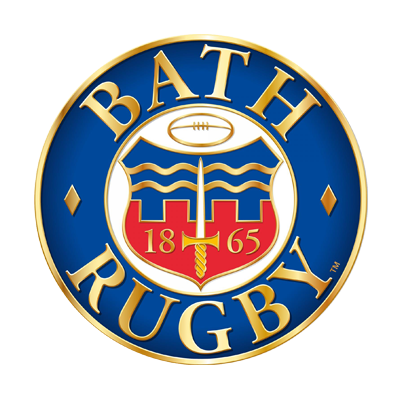 Bath Rugby logo featuring a shield with a rugby ball and sword, perfect for baby products.\n\nCaption: Explore our Bat