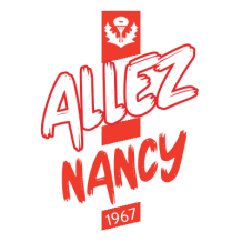 Logo design featuring the words \"Allez Nancy\" prominently displayed in red with an emblem above.\n\nCaption: Discove