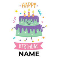 Colorful birthday cake with three candles and cheerful decorations, perfect for celebrating a baby\'s special day.\n\n