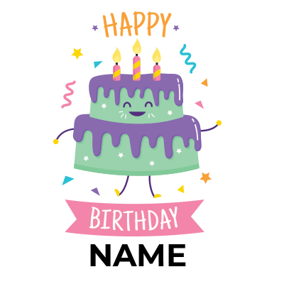 Colorful birthday cake with three candles and cheerful decorations, perfect for celebrating a baby\'s special day.\n\n