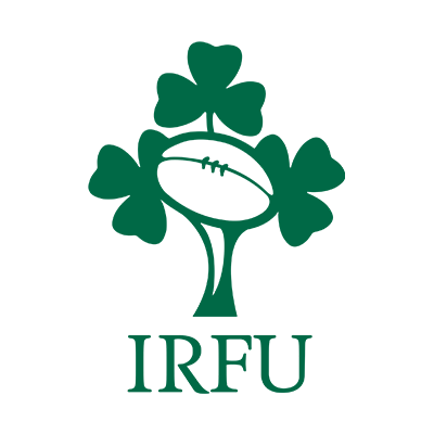 Irland Rugby XV logo featuring a shamrock and rugby ball, perfect for baby products like bibs and clothes.\n\nCaption: