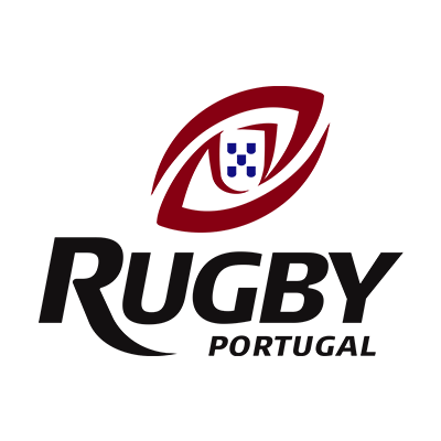 Logo design of Portugal Rugby XV, featuring bold red and black colors, suitable for baby products.\n\nCaption: Celebra