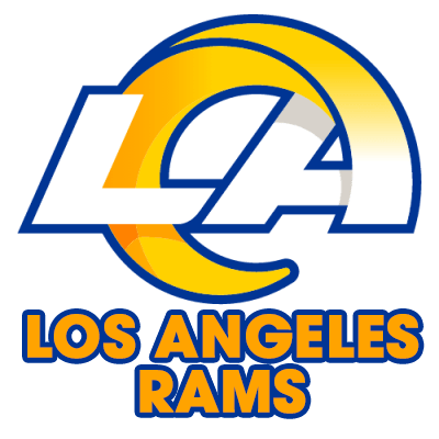 Logo of the Los Angeles Rams, a popular sports team, suitable for baby products like pacifiers and bodysuits. \n\nCapt