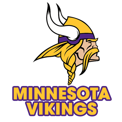 Minnesota Vikings logo featuring a helmeted Viking with a braided hairstyle, perfect for baby apparel and accessories.