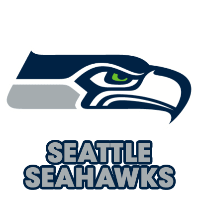Seattle Seahawks logo designed for baby products including bodysuits and accessories.\n\nCaption: Show your team spiri