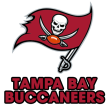 Tampa Bay Buccaneers logo suitable for baby gear, featuring a pirate flag and skull with a football.\n\nCaption: Show 