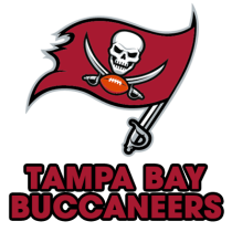 Tampa Bay Buccaneers logo suitable for baby gear, featuring a pirate flag and skull with a football.\n\nCaption: Show 
