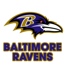 Baltimore Ravens logo designed for baby products like pacifiers, bibs, and bodysuits at pacifier-baby.com.\n\nCaption: