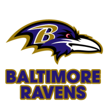 Baltimore Ravens logo designed for baby products like pacifiers, bibs, and bodysuits at pacifier-baby.com.\n\nCaption: