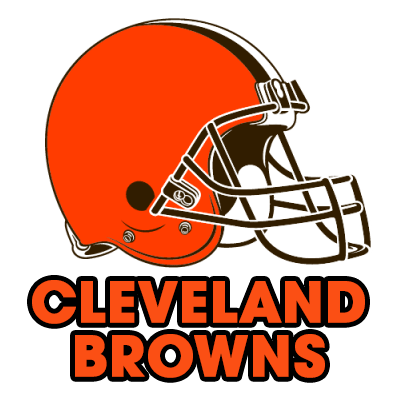 Cleveland Browns baby products logo featuring an orange helmet and bold text, ideal for young football fans. \n\nCapti