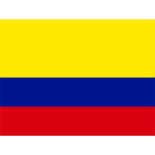 Official Flag of Colombia design for baby items such as bodysuits and bibs, featuring yellow, blue, and red stripes.\n