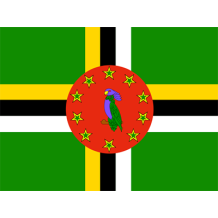 Official Flag of Dominica design for baby products like pacifiers and bibs. \n\nCaption: Celebrate your little one\'s 