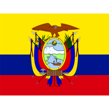 Official Flag of Ecuador, colorful design featuring an eagle, shield, and various elements representing the country.\n