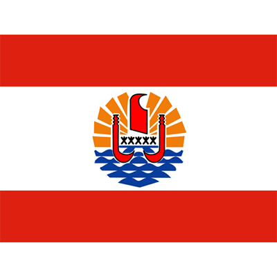 Official Flag of French Polynesia, featured on baby products like bibs and booties at pacifier-baby.com.\n\nCaption: C