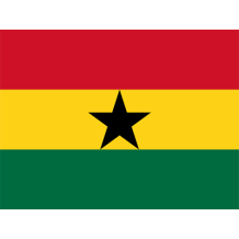 Image of the Official Flag of Ghana, featuring red, yellow, green stripes, and a black star, suitable for baby items.\