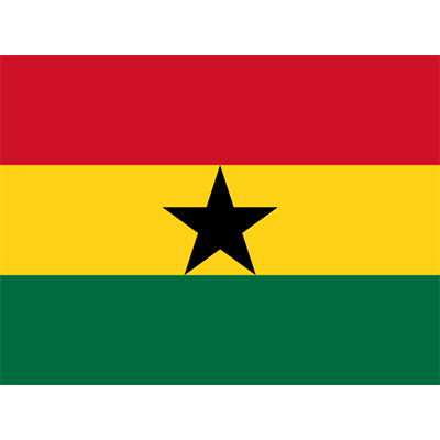 Image of the Official Flag of Ghana, featuring red, yellow, green stripes, and a black star, suitable for baby items.\