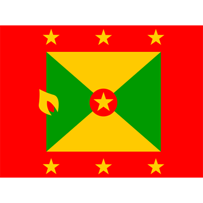 Grenada flag design featuring vibrant colors and stars, ideal for baby products like bibs and bodysuits.\n\nCaption: C