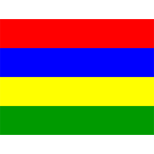 Official Flag of Mauritius design, featuring red, blue, yellow, and green stripes, ideal for baby products.\n\nCaption