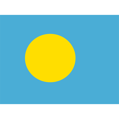 Palau flag design in bright blue with a yellow circle, perfect for baby products like bodysuits and bibs.\n\nCaption: 