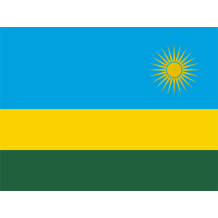 Official Flag of Rwanda, vibrant blue, yellow, and green design, ideal for baby items like bodysuits and bibs.\n\nCapt