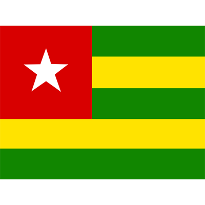 Official Flag of Togo featured on a baby bib, bright colors suitable for a playful baby outfit.\n\nCaption: Celebrate 