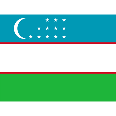 Official Flag of Uzbekistan displayed on baby products like pacifiers and bibs.\n\nCaption: Explore our collection fea