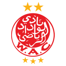 Wydad Athletic Club logo featuring red and white colors, with stars above, perfect for baby apparel and accessories. \