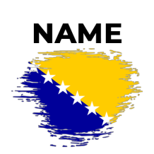 Brush Stroke Flag design of Bosnia and Herzegovina, ideal for baby products like bibs and bodysuits. \n\nCaption: Cele