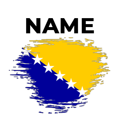 Brush Stroke Flag design of Bosnia and Herzegovina, ideal for baby products like bibs and bodysuits. \n\nCaption: Cele