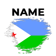 Brush stroke flag of Djibouti, perfect for baby items like bodysuits and bibs at pacifier-baby.com.\n\nCaption: Explor