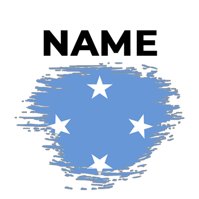 Brush effect flag design featuring the Federated States of Micronesia in blue with white stars, perfect for baby items