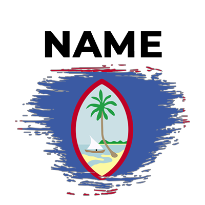 Brush Effect Flag Guam design ideal for baby products, featuring tropical elements and vibrant colors.\n\nCaption: Dis