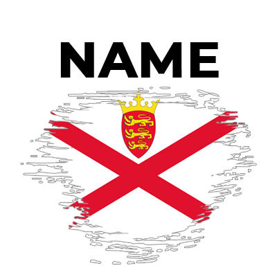 Brush effect flag design featuring the Jersey Island emblem, perfect for baby products. \n\nCaption: Explore our Brush
