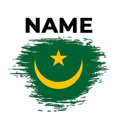 Brush effect flag of Mauritania, featuring a green background with a yellow crescent and star, suitable for baby items