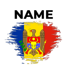 Brush effect flag of Moldova, featuring its national colors and emblem, suitable for baby products.\n\nCaption: Celebr
