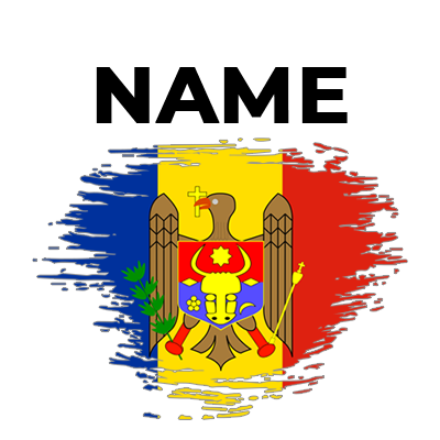Brush effect flag of Moldova, featuring its national colors and emblem, suitable for baby products.\n\nCaption: Celebr