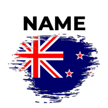 Brush effect flag design featuring New Zealand in blue, red, and white colors, ideal for baby products.\n\nCaption: Ex