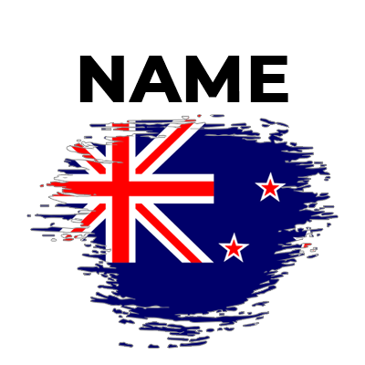Brush effect flag design featuring New Zealand in blue, red, and white colors, ideal for baby products.\n\nCaption: Ex