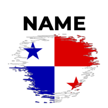 Brush stroke effect of the Panama flag featured on baby products like pacifiers and hats.\n\nCaption: Celebrate your l
